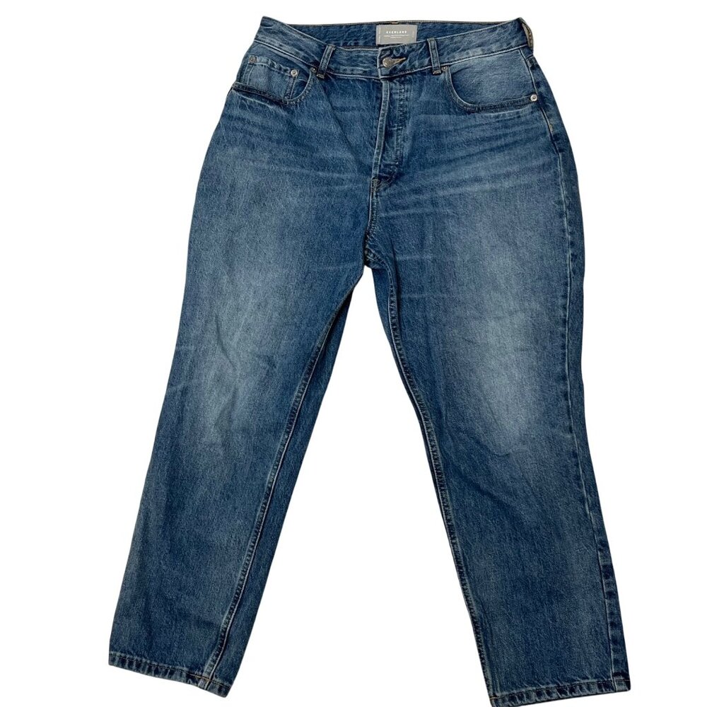 Everlane Womens Curvy 90s Cheeky Straight Jeans Sz 31 High Rise Crop Button Fly